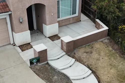 Aerial view of a finished yard project in Madera, CA